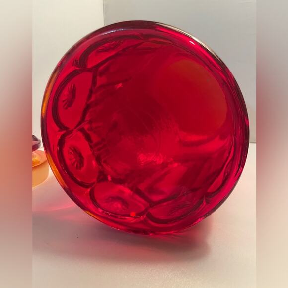 Vintage Moon &‎ Stars Amberina Extra Large Red Canister with Lid - Picture 8 of 13